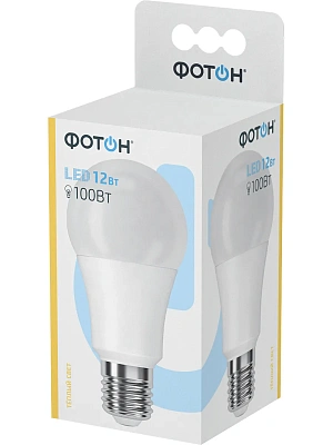 Лампа светодиодная LED A60 12W E27 3000K ФОТОН