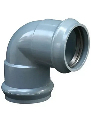 Отвод для напорной трубы НПВХ 110х90º  PN10 SDR26 двухраструбный Хемкор