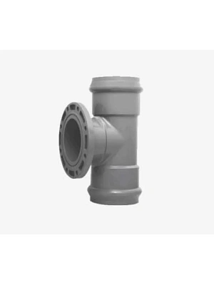 Тройник для напорной трубы НПВХ 110х100х90º PN10 SDR26 с ПВХ фланцем Хемкор