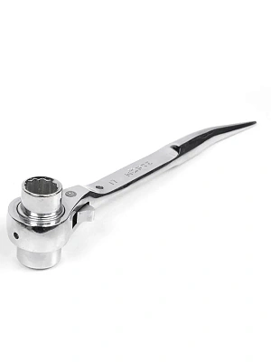 Ключ коликовый торцевой трещоточный укороченный 17х19 хром HORTZ