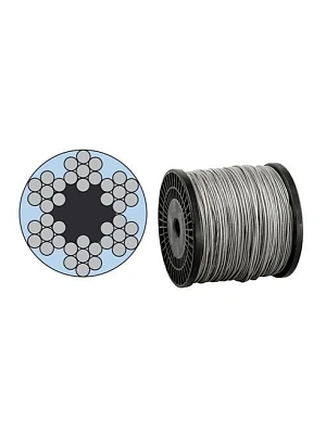Трос стальной оцинкованный в оплетке  2,0 мм DIN 3060/3052 (бухта  25м)  FORCE LIFTING